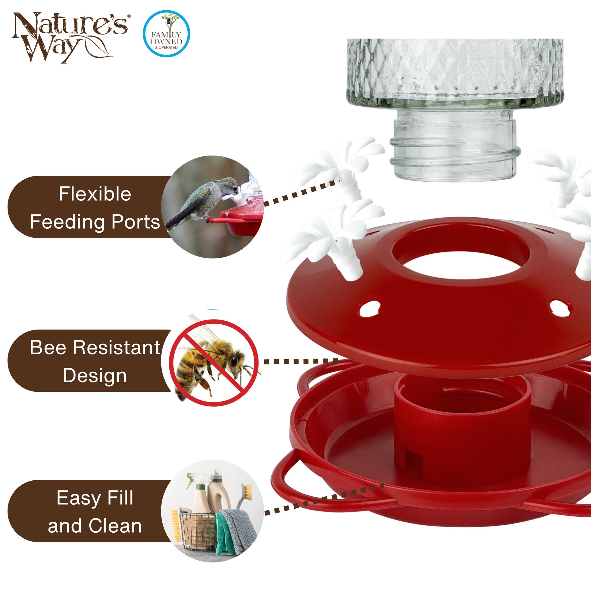 Charming Cherry Glass Hanging Hummingbird Feeder - 13-Oz