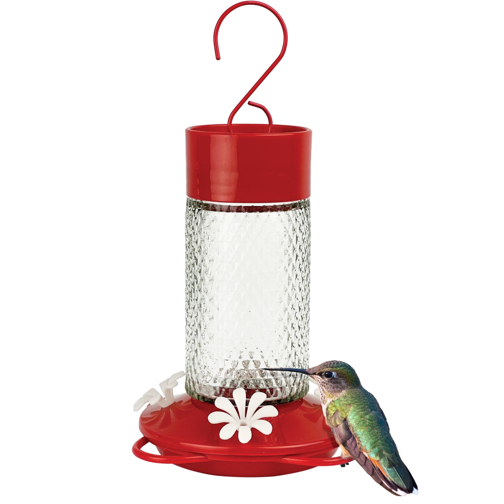 Charming Cherry Glass Hanging Hummingbird Feeder - 13-Oz