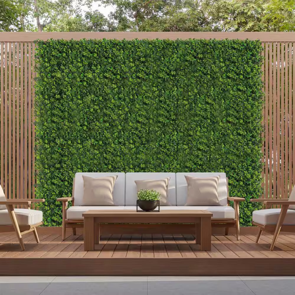 2 In. Green Artificial Mix Leaf 20 In. X 20 In. Foliage Panel (2-Piece)