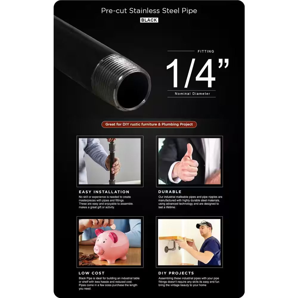 1/4 In. X 36 In. Black Steel Pipe