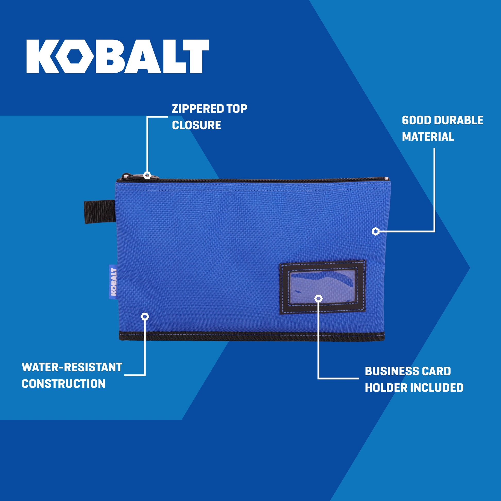 Blue Polyester 12-In W X 0.25-In D X 7.25-In L Zippered Document Bag