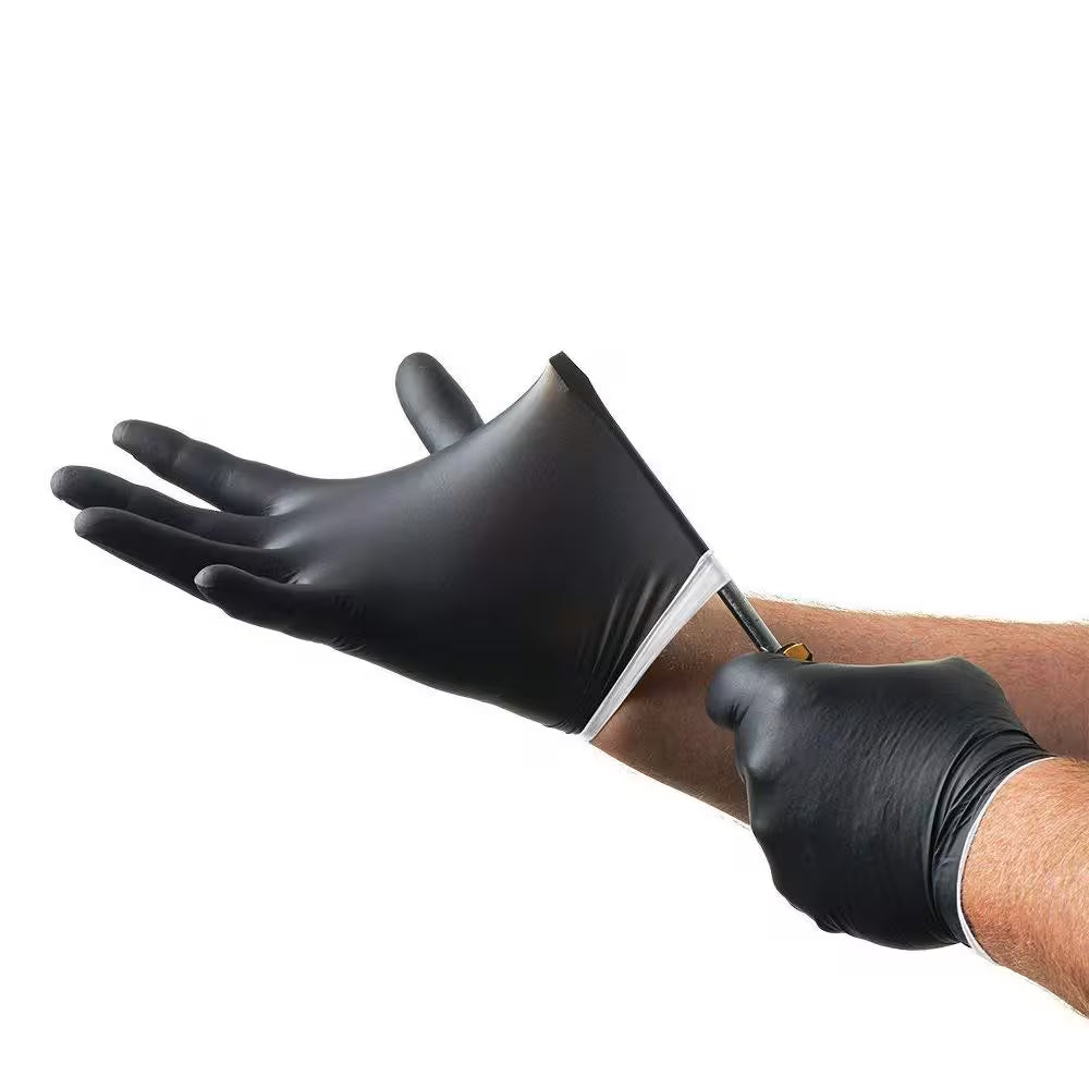 Heavy Duty Black Nitrile Gloves, One Size Fits Most (100 per Box)
