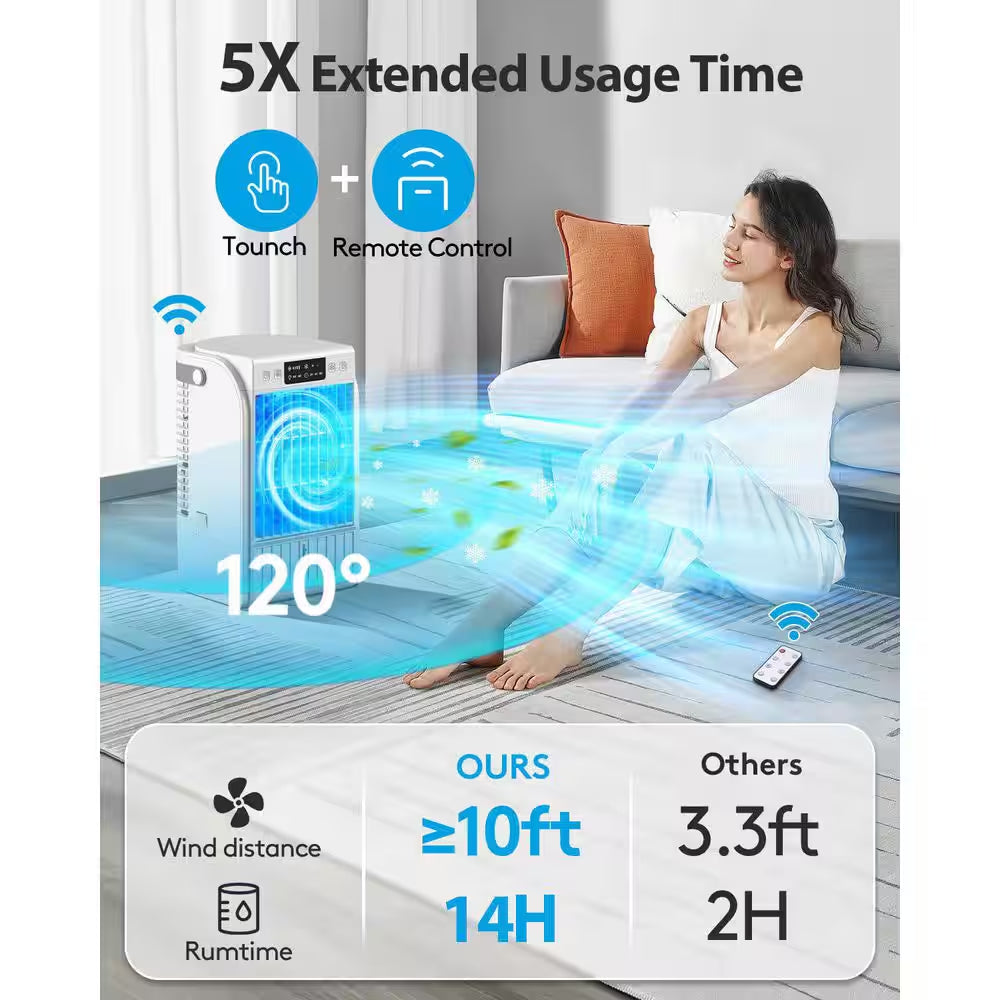 Portable Air Conditioner with 4-In-1 Function, 7 - Color Light, Extended Runtime, Cools Small Areas in White