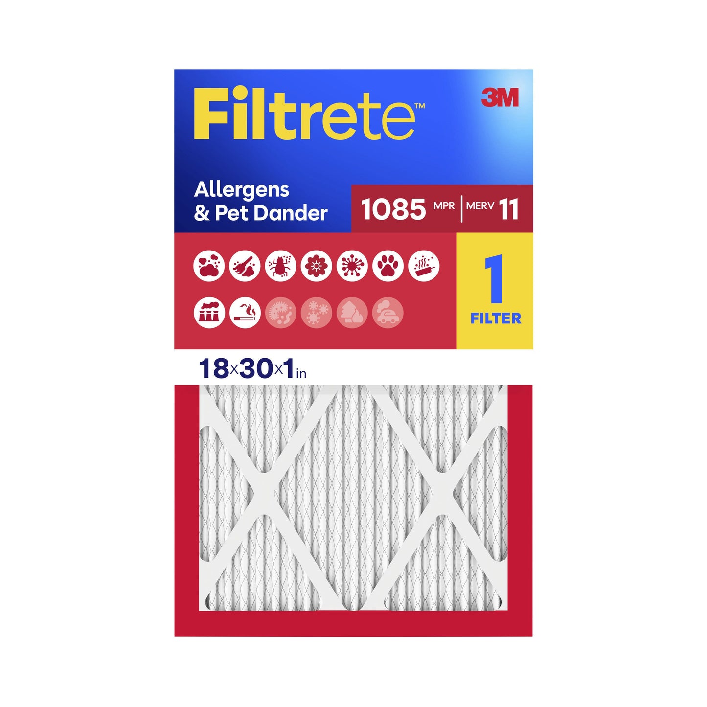 16 X 25 X 1 MERV 11 1085 MPR Allergens Pet Dander Electrostatic Pleated Air Filter