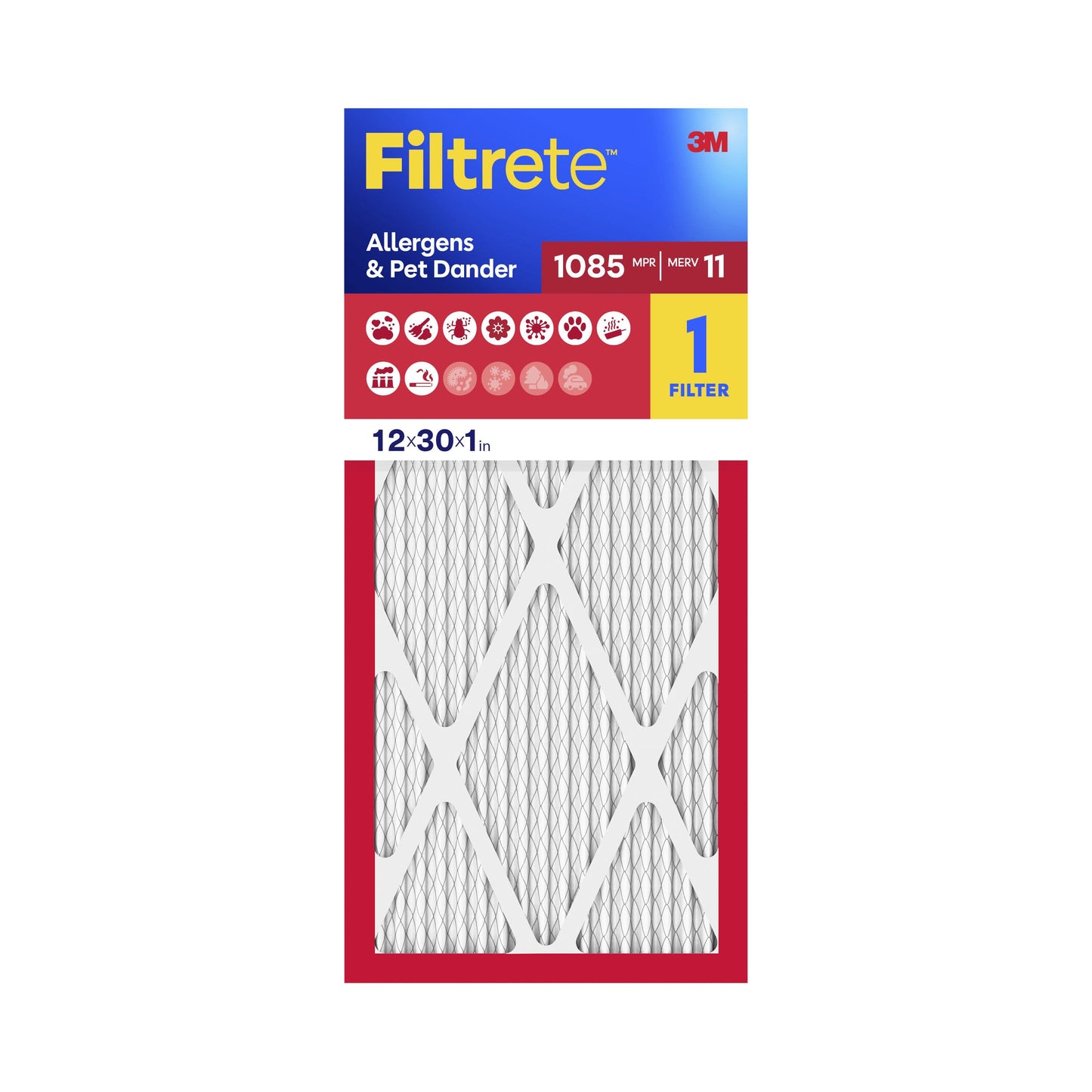 16 X 25 X 1 MERV 11 1085 MPR Allergens Pet Dander Electrostatic Pleated Air Filter
