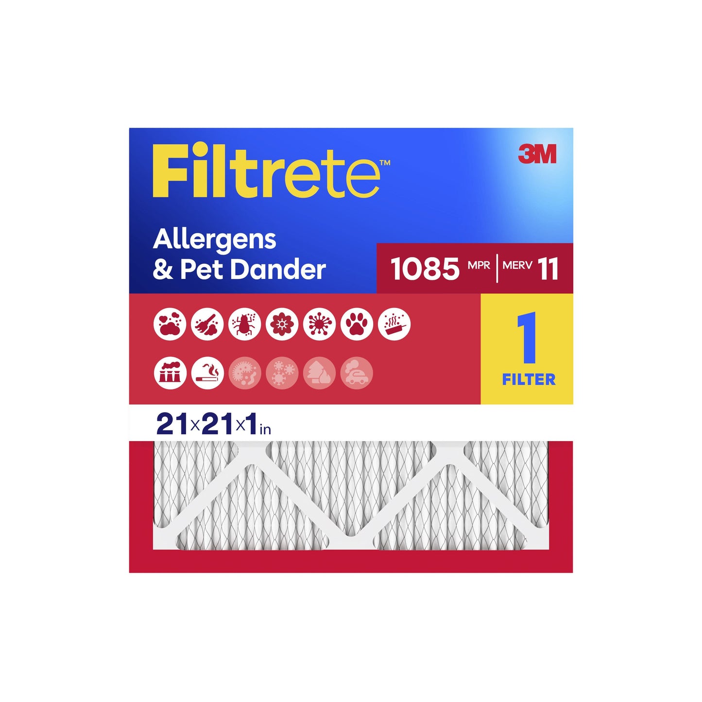 16 X 25 X 1 MERV 11 1085 MPR Allergens Pet Dander Electrostatic Pleated Air Filter