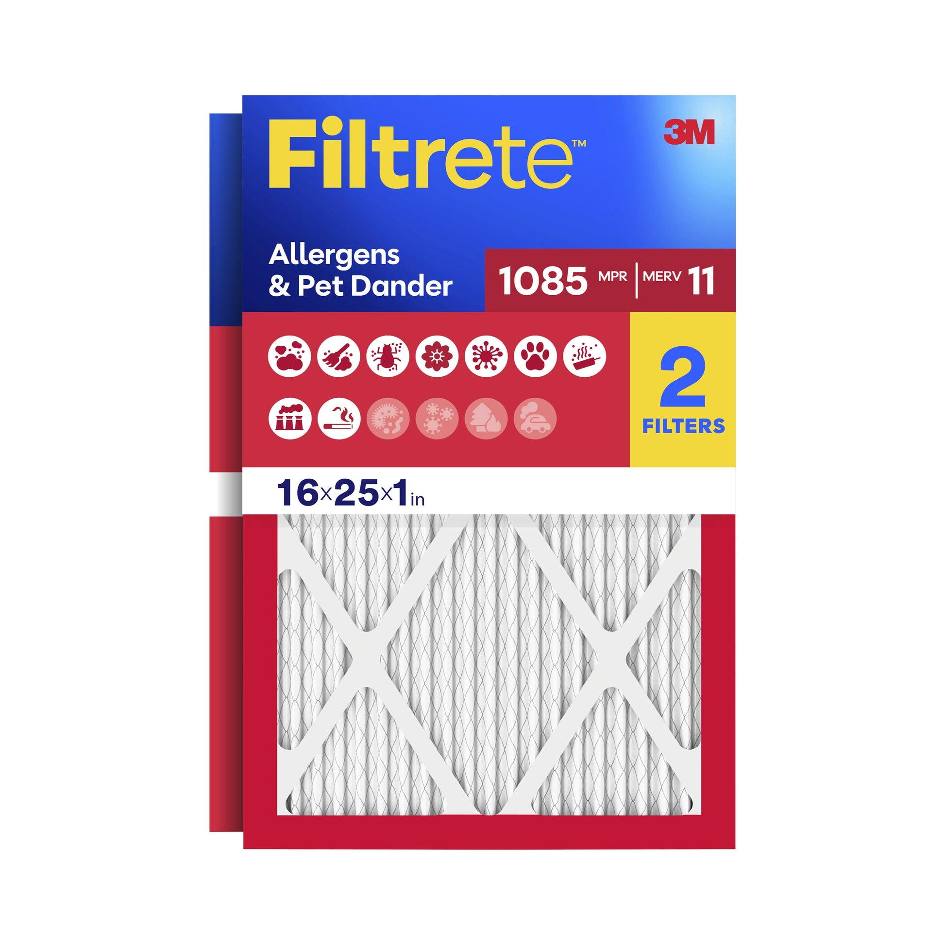 16 X 25 X 1 MERV 11 1085 MPR Allergens Pet Dander Electrostatic Pleated Air Filter