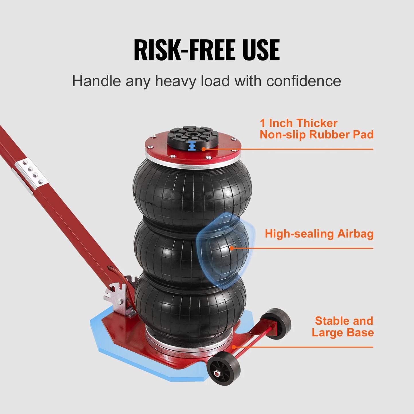 Pneumatic Jack 3 Ton/5 Ton Triple Bag Air Jack Quick Lift Heavy Duty Car Repair Jacks Folding Rod Jacks with Two Wheels