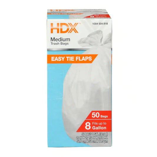 HDX 8 Gal. White Medium Trash Bag (50-Count)