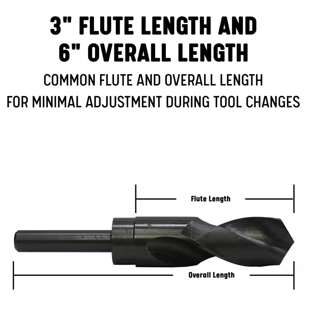 35/64 In. High Speed Steel Black Oxide Reduced Shank Drill Bit with 1/2 In. Shank