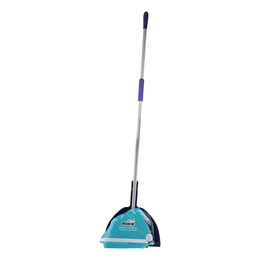 12-In Plastic Multi-Surface Angle with Dustpan Upright Broom