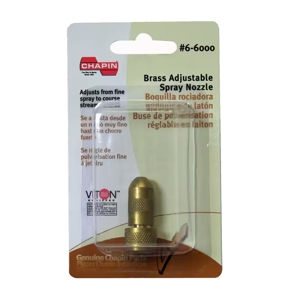 6-6000 Brass Adjustable Cone Nozzle, Stream to Funnel/Cone, Sturdy Brass, Genuine Replacement Sprayer Part, Brass