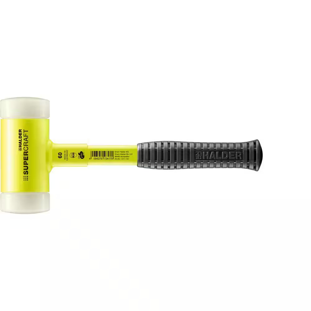 Halder 3.75 Lb. Dead-Blow Hammer with Steel Handle Rubber Grip and Replaceable Nylon Face Inserts