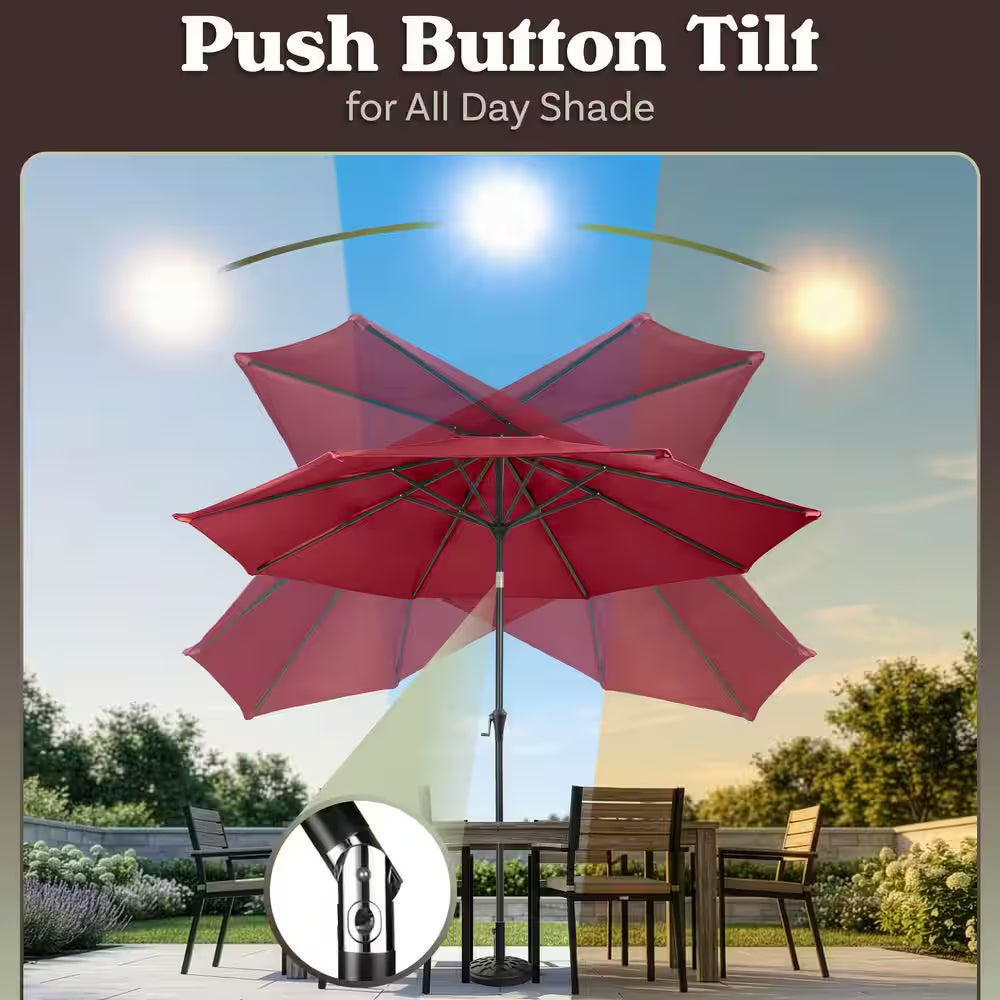 9 Ft. Outdoor Market Patio Umbrella with Base in Red