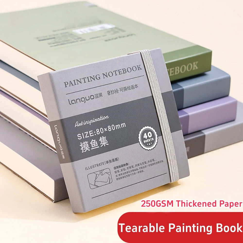 40 Sheets Portable Drawing Sketchbook Thick White Cardboard Mini Graphite Art Book for Watercolor Painting