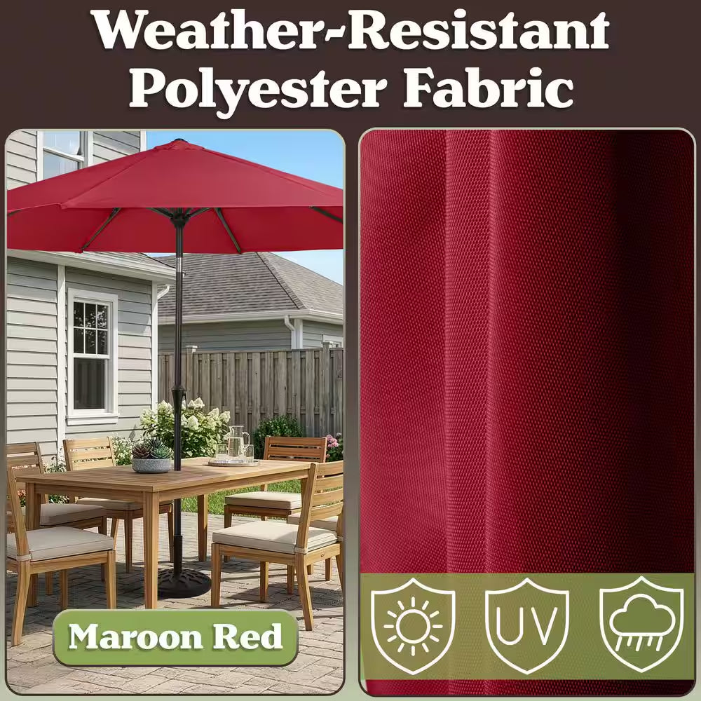 9 Ft. Outdoor Market Patio Umbrella with Base in Red