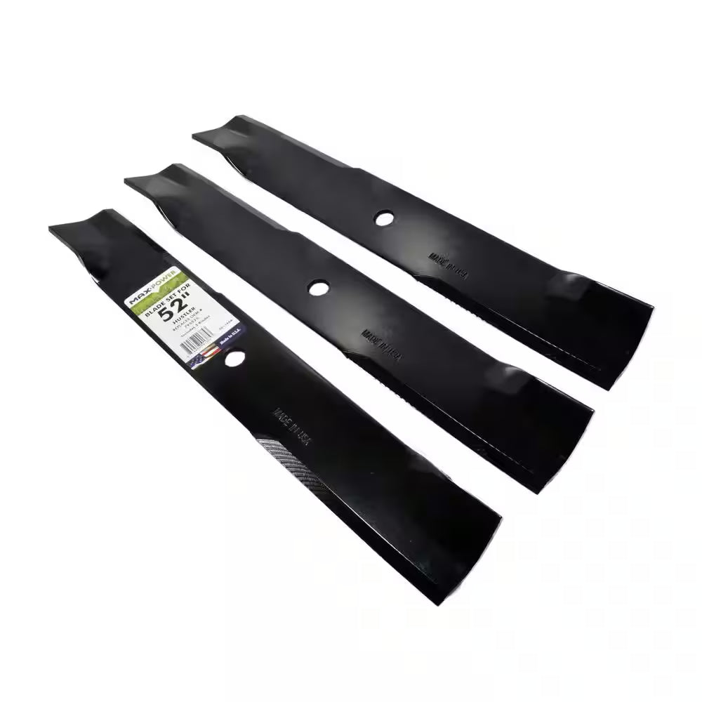 3 Blade Set for Many 52 In. Cut Hustler Mowers Replaces OEM #'S 795526, 603995, 783753 and Dixie Chopper 30227-52X
