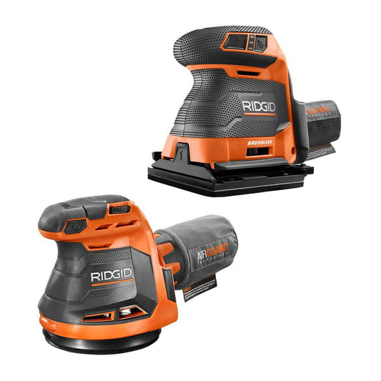 RIDGID 18V Cordless 2-Tool Combo Kit with Random Orbit Sander and 1/4 in. Sheet Sander (Tools Only)