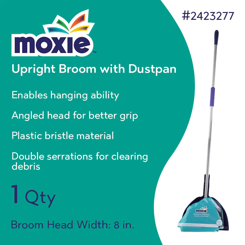 12-In Plastic Multi-Surface Angle with Dustpan Upright Broom