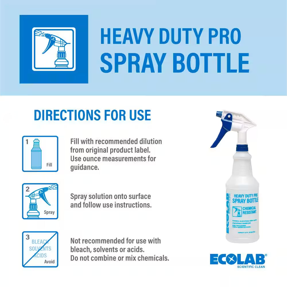 32 Oz. Heavy Duty Pro All Purpose Spray Bottle; Refillable Bottle with Adjustable Nozzle