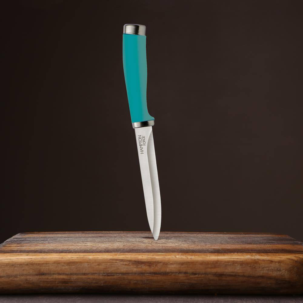 Epicure 15-Piece Stainless Steel Knife Set with Storage Block in True Aqua
