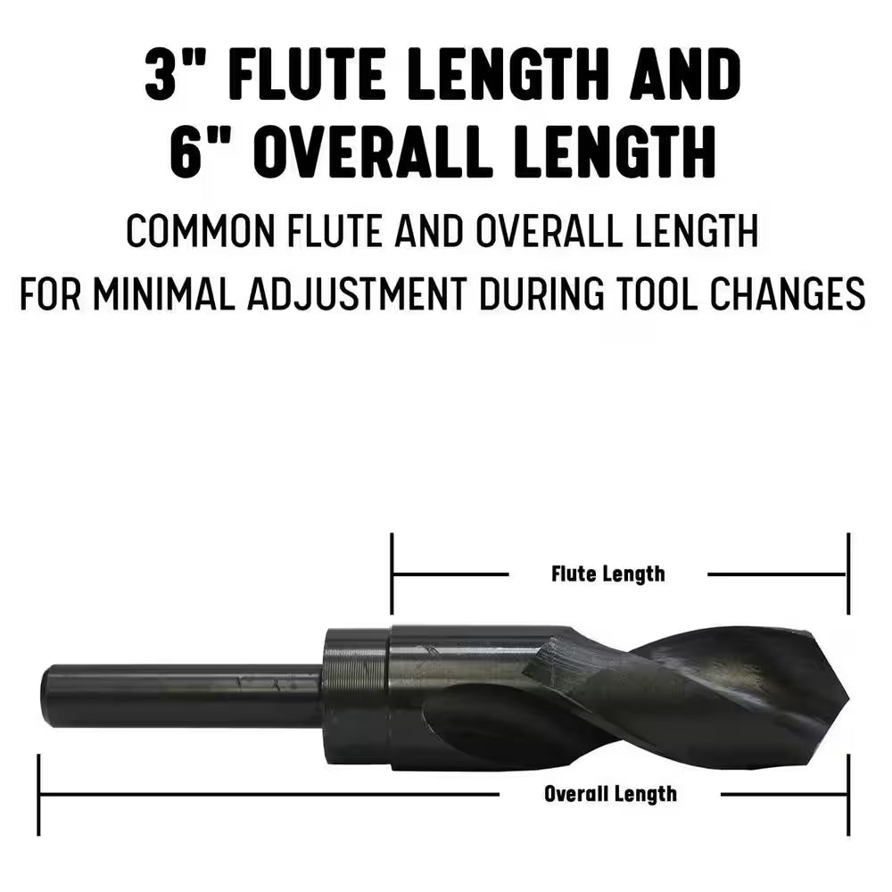 35/64 In. High Speed Steel Black Oxide Reduced Shank Drill Bit with 1/2 In. Shank