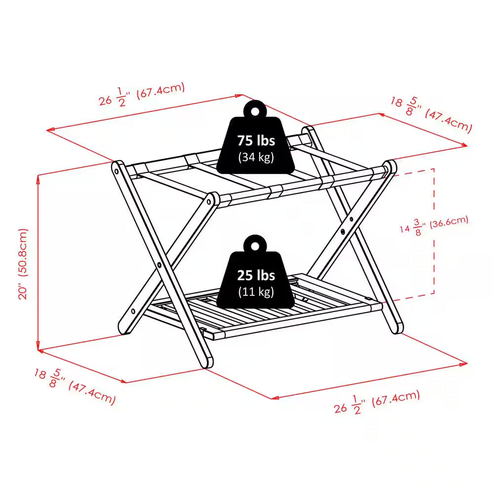 Winsome Reese White Luggage Rack with Shelf