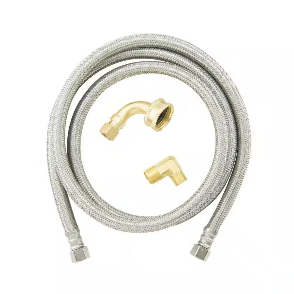 3/8 In. Comp X 3/8 In. Comp X 60 In. Stainless Steel Dishwasher Supply Line W/ 3/8 In. MIP & 3/4 In. Garden Hose Elbows