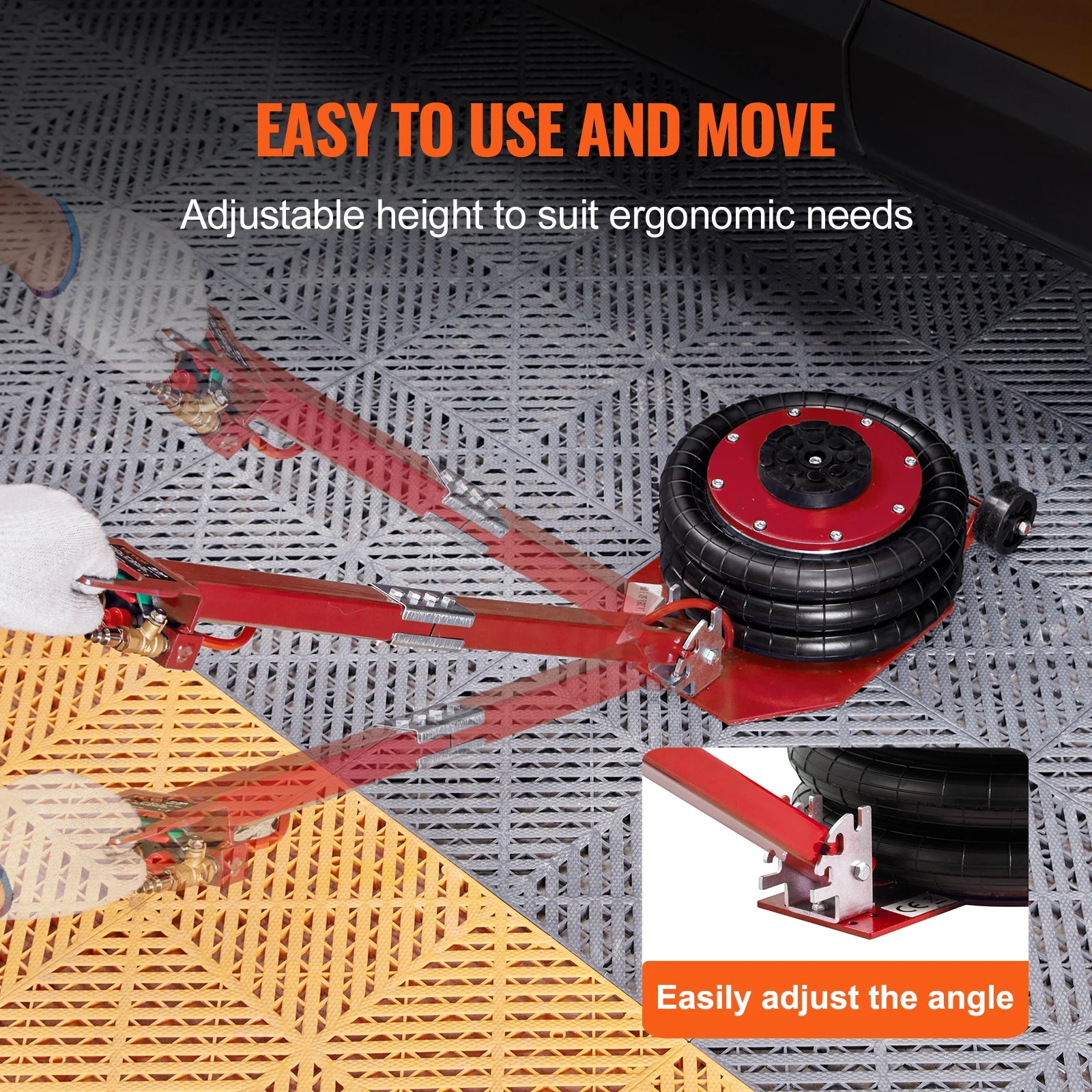 Pneumatic Jack 3 Ton/5 Ton Triple Bag Air Jack Quick Lift Heavy Duty Car Repair Jacks Folding Rod Jacks with Two Wheels