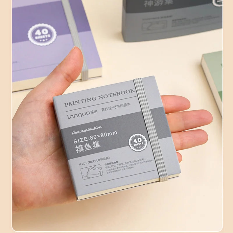 40 Sheets Portable Drawing Sketchbook Thick White Cardboard Mini Graphite Art Book for Watercolor Painting
