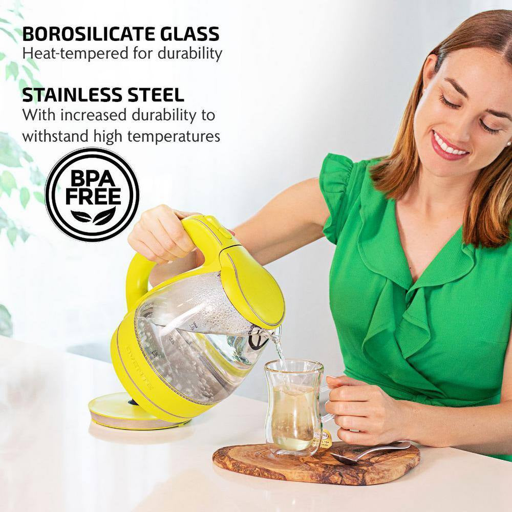 Illuminated 6.5-Cup Green Electric Kettle with Filter, Fast Heating and Auto-Shut Off