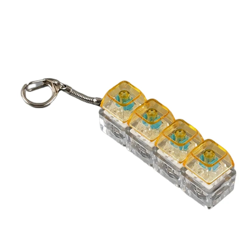 LED Keyboard Keychain Fidget Toys Crystal Clicker Sensory Toy for Stress Relief Keyboard Keychain Fidget Gadget for Adults Kids