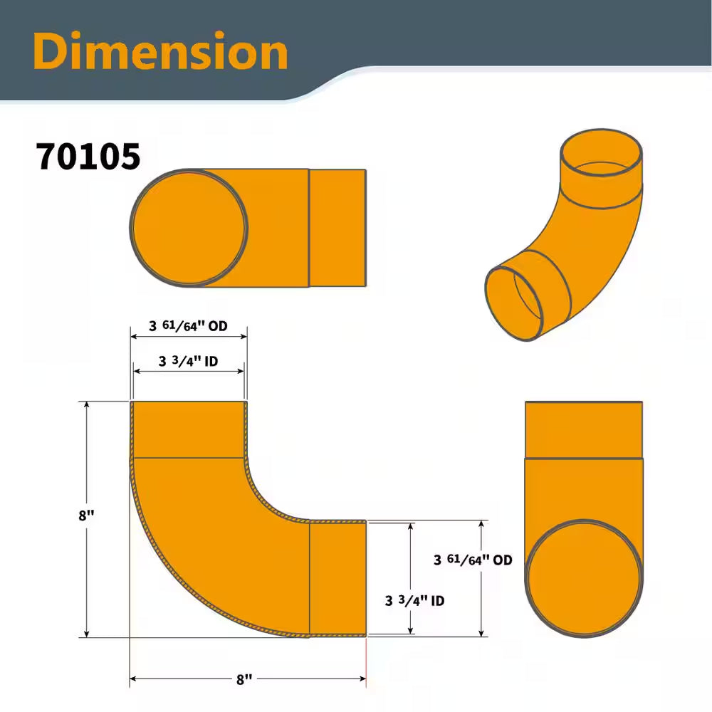 4 In. Dust Collection Hose 90 ° Elbow Connector W/ Blast Gate and Dust Control Flex Cuff for Dust Collector (2-Set)