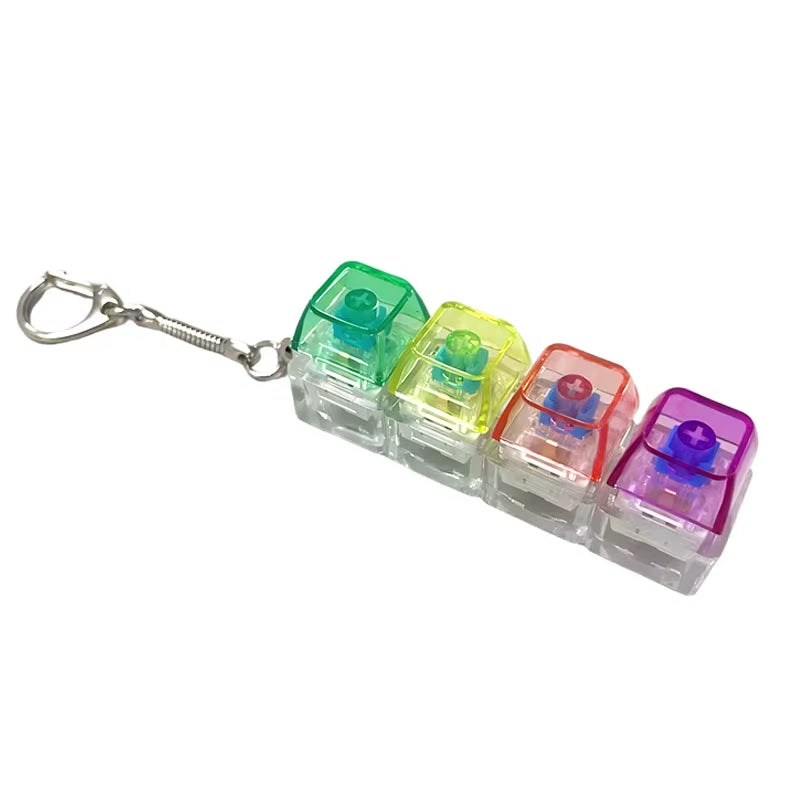LED Keyboard Keychain Fidget Toys Crystal Clicker Sensory Toy for Stress Relief Keyboard Keychain Fidget Gadget for Adults Kids