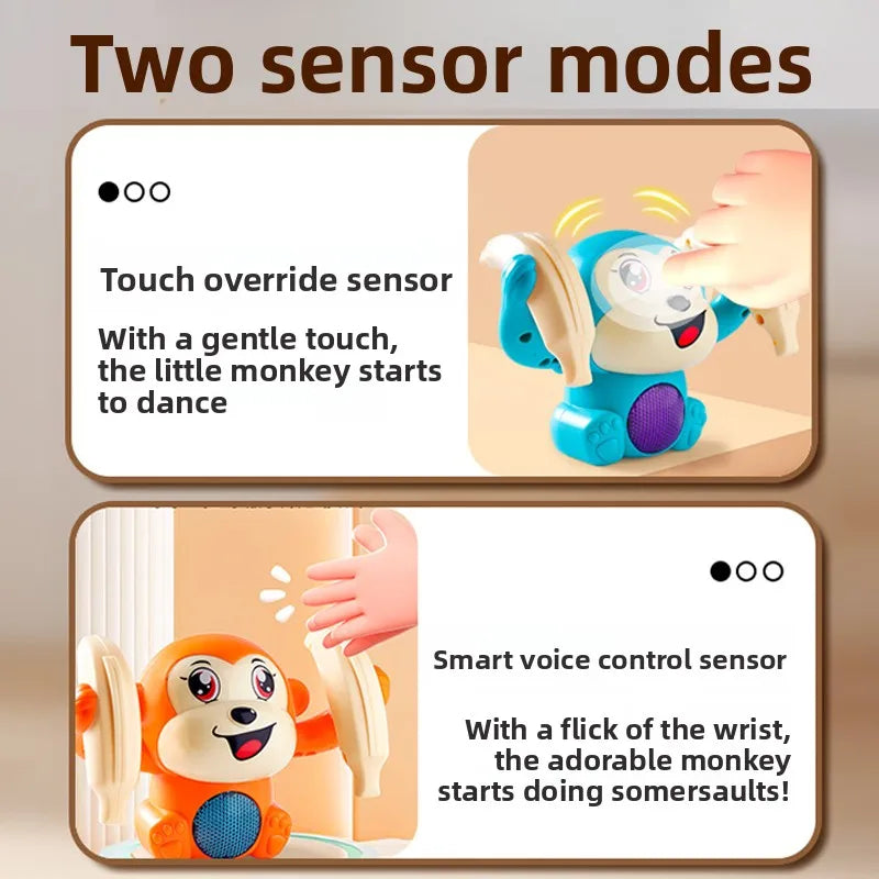 1 Baby Toy Electric Rolling Monkey Light Music Puzzle Sound Prompt Monkey Children'S Toy Gift Preschool Education Toy