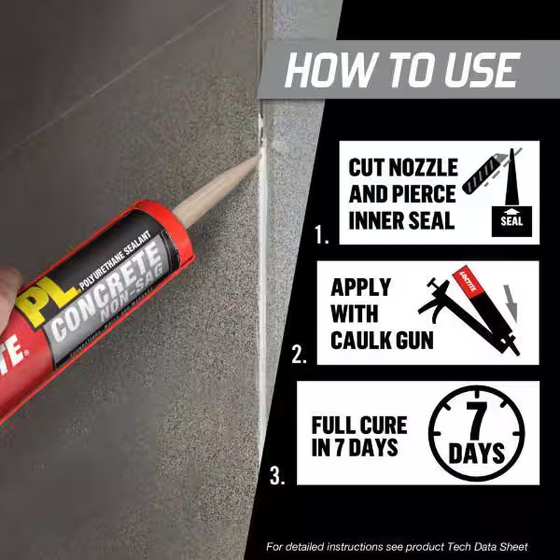 PL S10 10 Oz. Gray Concrete Crack and Masonry Polyurethane Sealant (2-Pack)