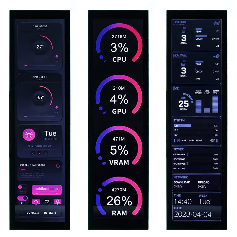8.8 Inch IPS USB Secondary Screen Type-C PH Interface Turing Smart Screen CPU GPU RAM Computer Monitor Use TURZX Software