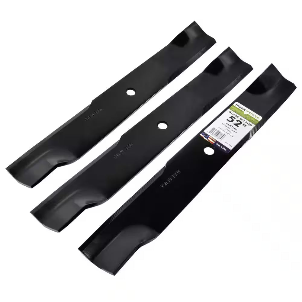 3 Blade Set for Many 52 In. Cut Hustler Mowers Replaces OEM #'S 795526, 603995, 783753 and Dixie Chopper 30227-52X