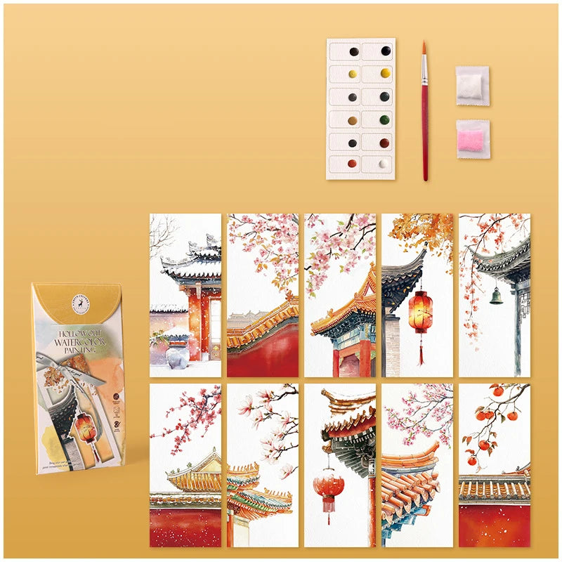 10 Sheets/Set Watercolor Bookmark Painting Set DIY Watercolor Paper Handmade Portable Coloring Bookmark, Holiday Party Gift