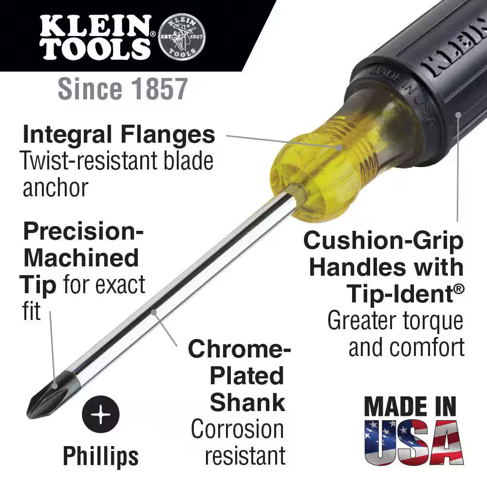 #1 Phillips Head Screwdriver with 3 In. round Shank- Cushion Grip Handle