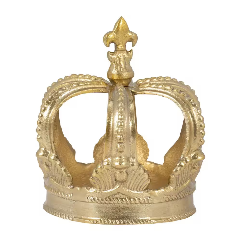 6.25 In. X 7 In. Gold Metal Decorative Embossed Crown Figurine