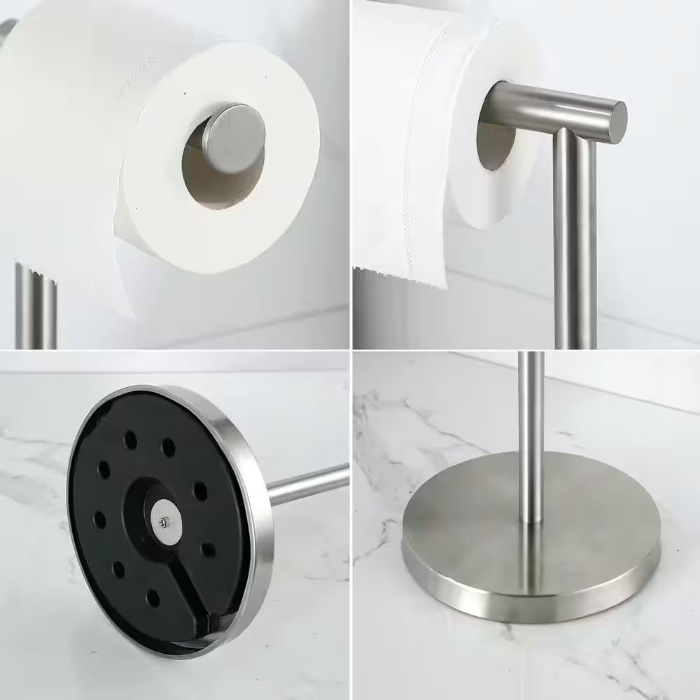 Bathroom Freestanding Toilet Paper Holder Tissue Roll Holder in Stainless Steel Brushed Nickel