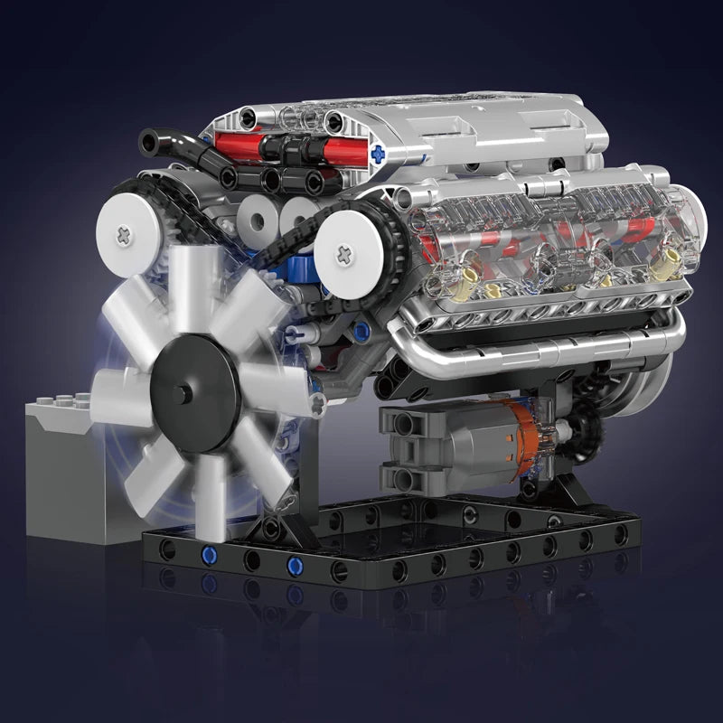 10088 the V8 Engine Building Block Assembly Technical Car Brick Set Educational Car Engine Toys Kids Christmas Gift