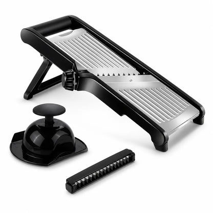 Adjustable Mandoline Slicer with Food Holder, Stainless Steel Kitchen Vegetable Slicer, Julienne Cutter Blade for Home Cooking