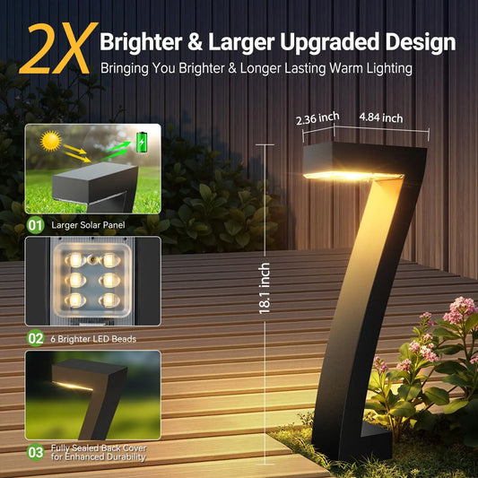 Upgraded Bright LED Solar Lights Outdoor Pathway Lights, IP65 Waterproof Solar Garden Lights for Yard Driveway Walkway Decor