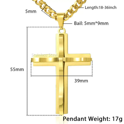Dropshipping Cross Pendant Necklaces For Men Black Gold Color Silver Color Stainless Steel Charm Chain Male Hip Hop Jewelry KP52