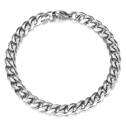3-11MM Gold Color Stainless Steel Bracelets For Men Women Unisex Curb Cuban Link Chain Simple Wrist Jewelry Gifts