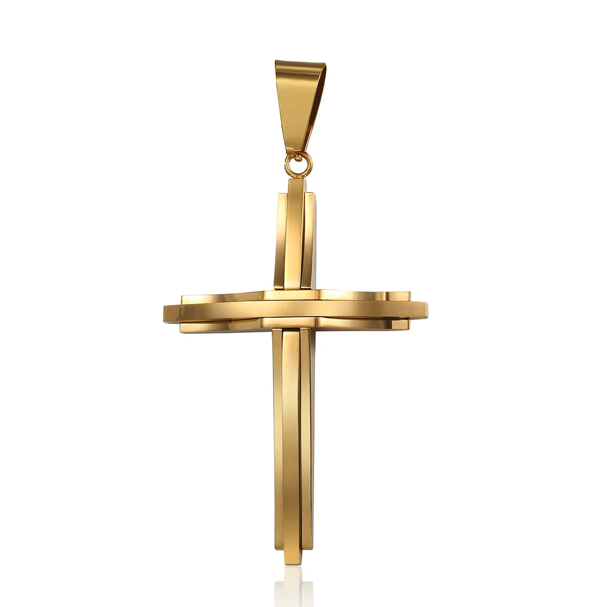 Dropshipping Cross Pendant Necklaces For Men Black Gold Color Silver Color Stainless Steel Charm Chain Male Hip Hop Jewelry KP52