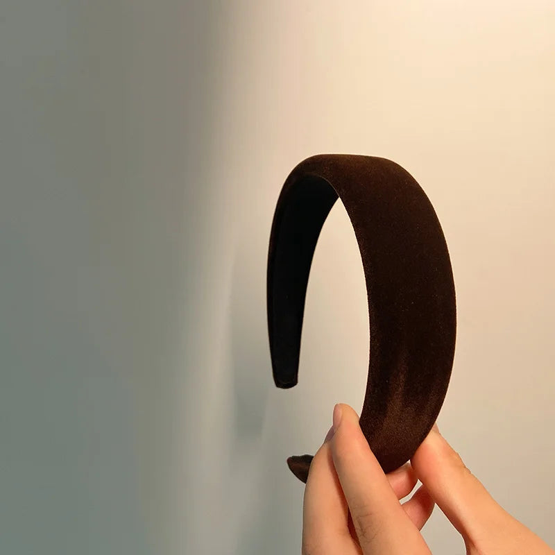 Winter Thick Black Headbands for Women Velvet Sponge Hairband Girls Wide Hair Bezel  Elasticity Padded Headwear Hair Accessories