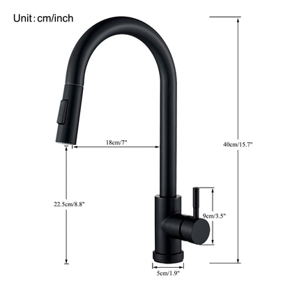 Black Kitchen Faucet Two Function Single Handle Pull Out Mixer  Hot and Cold Water Taps Deck Mounted